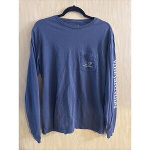 Vineyard Vines Vintage Whale Long-Sleeve Pocket Tee Mens Navy Small